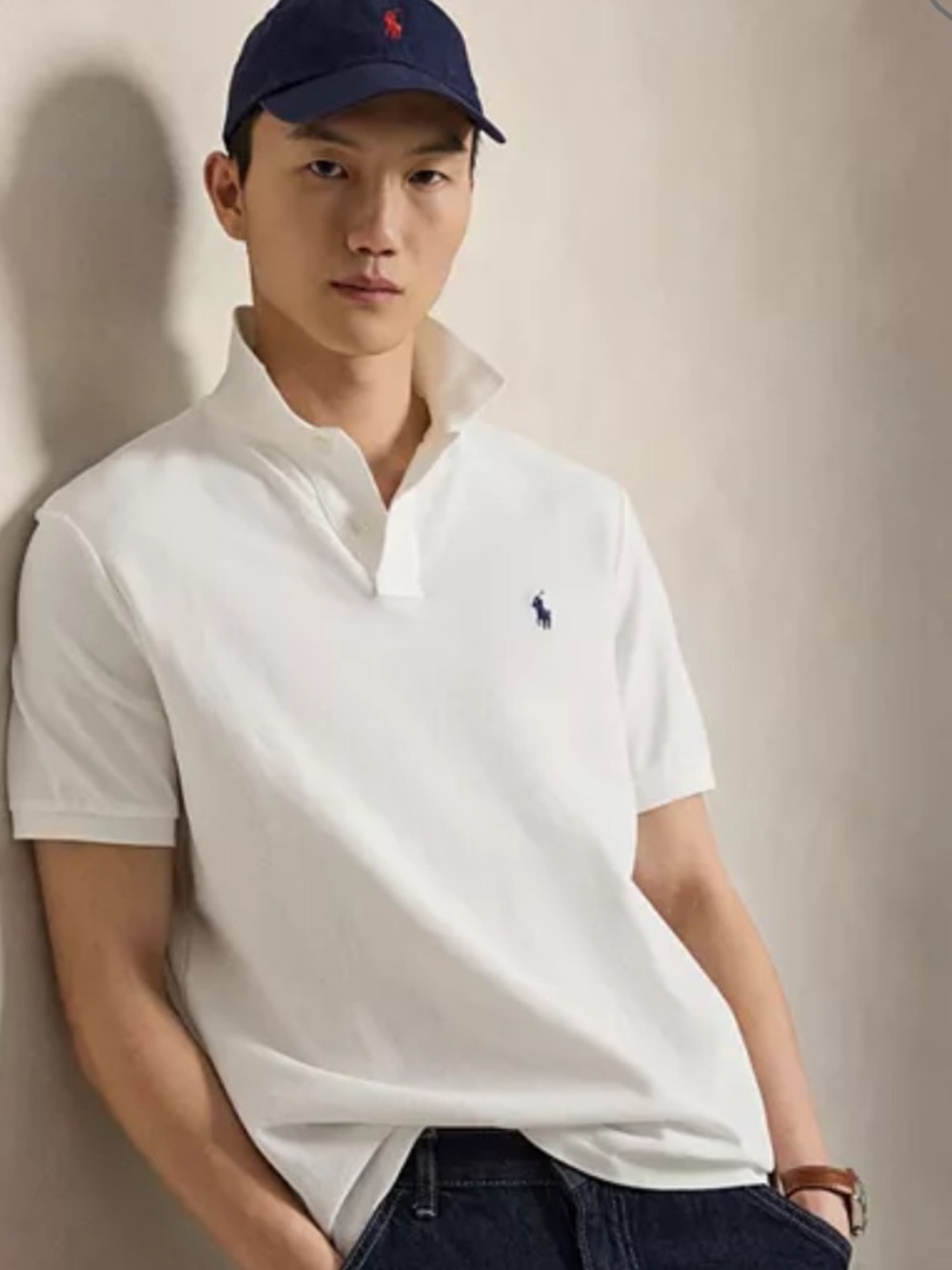 Ralph Lauren Men’s Classic Fit White Polo with Navy Pony Logo Size L